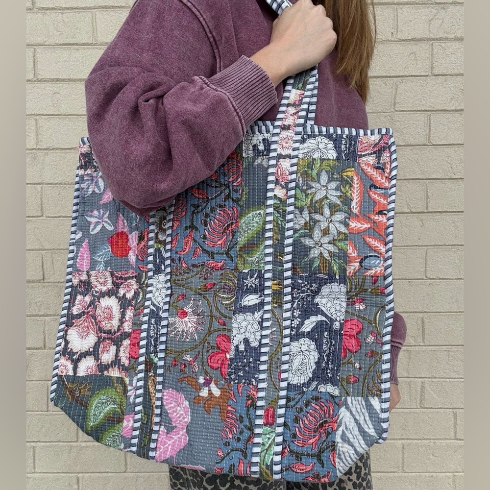 Floral Quilted Tote Bag
